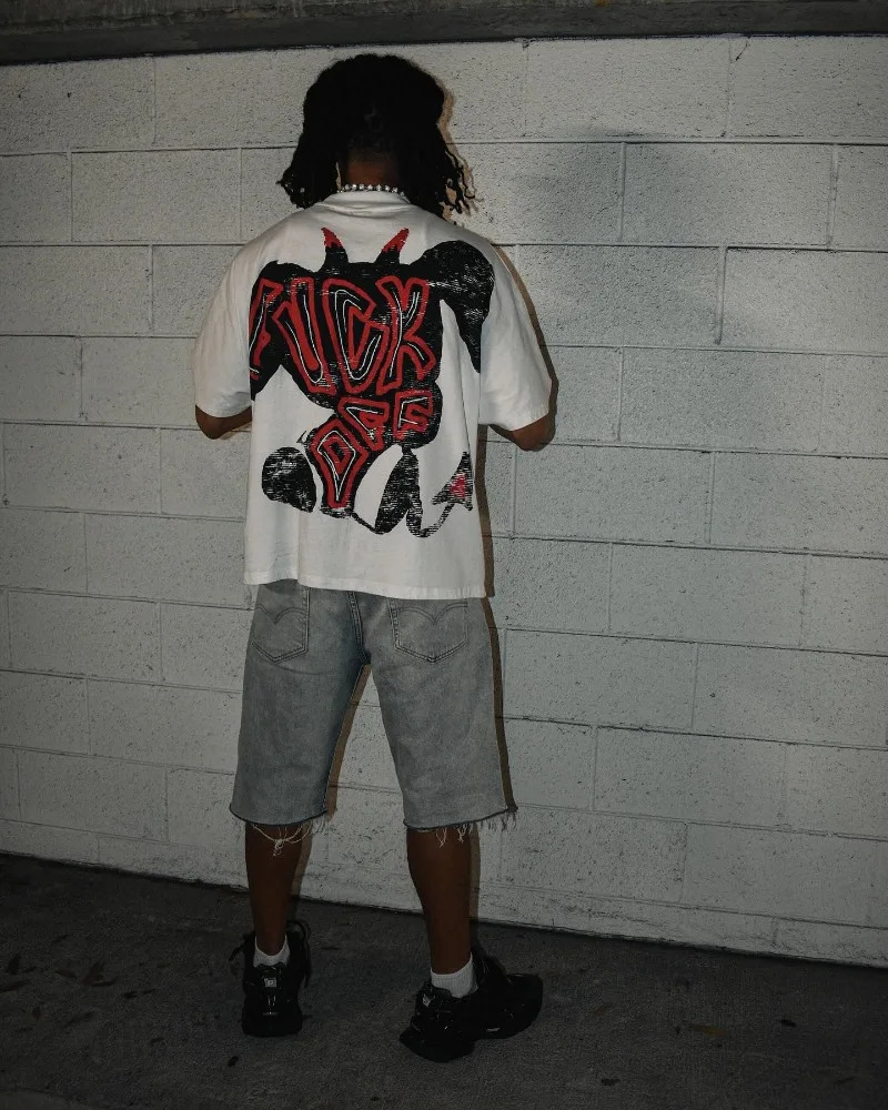 American Trendy Gothic Letter Pattern Printed Oversized T-Shirt Mens Y2K Street Hip-Hop Loose Retro Casual Round Neck Top Women 240429