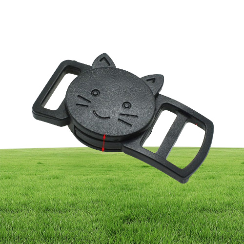 50pcslot 38quot10mm Plastic Curved CatHead Safty Breakaway Buckle Black Cat Collar Paracord Webbing Apparel Accessories
