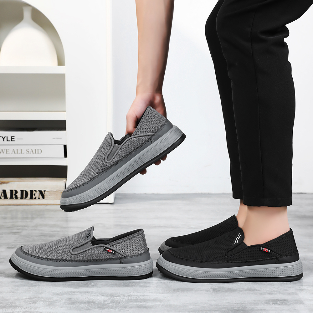 Lightweight Single Men's New Summer and Breathable Mesh with One Step Cloth Shoes Lhshoe