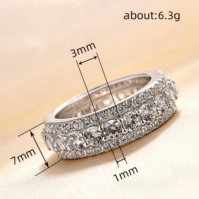 Sterg Sier Hip Hop Wedding Rings Women, Round Cut 5A Cubic Zirconia Gemstone Party Engagement Band Ring, 2024 Jewelry Gift For Lover