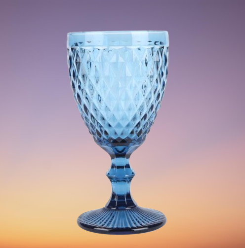 Wine Glasses 240ml 300ml 4colors European style embossed stained glass wine lamp thick goblets