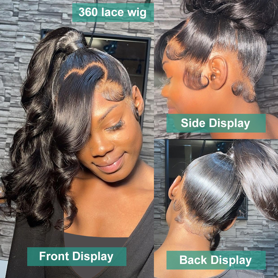 Long Curly Wigs 180%density Transparent Body Wave Full 360 13x6 Lace Front Human Hair Wigs Lace Frontal Curly Wig Glueless wigs with bangs