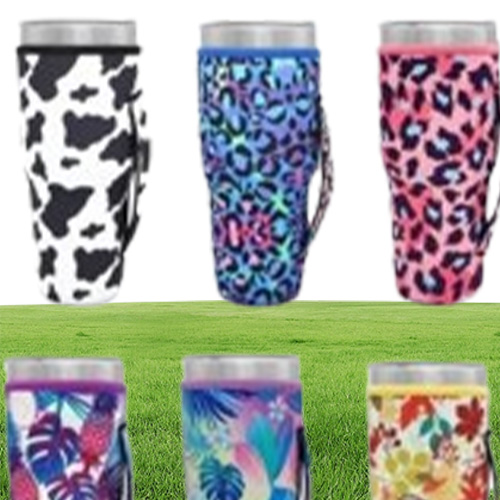 Drinkware Supplies Reusable Insulator Iced Coffee Cup Sleeves Neoprene Cover Drinks Sleeve Holder with Handle for 30oz Tumbler Cup