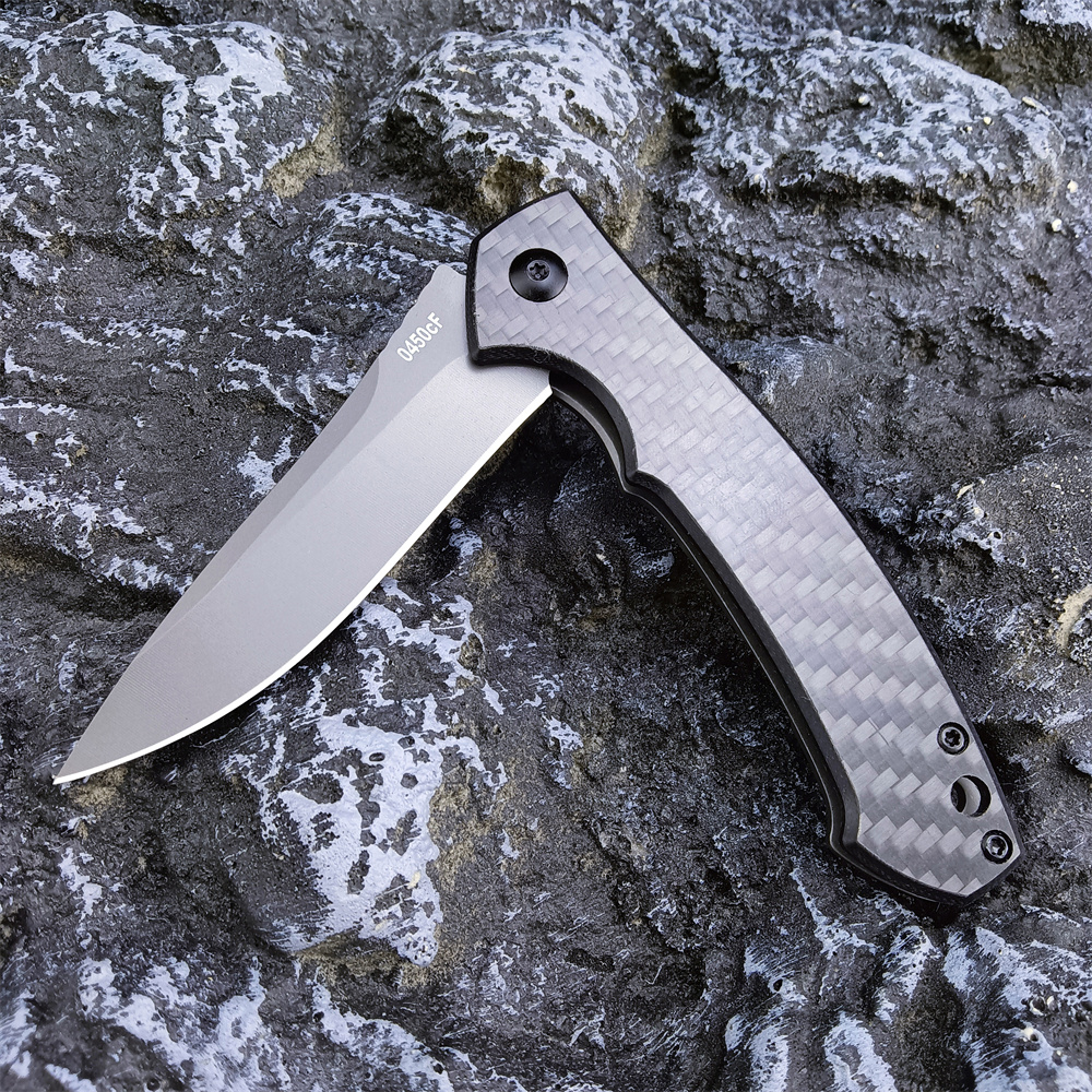 Tactical Folding Knife in DLC C Blade Carbon Fiber Titanium Handle EDC Survival Tool