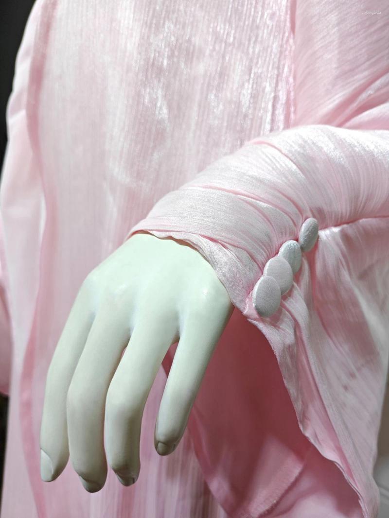 Ethnic Clothing Green Apricot Pink Open Shiny Abaya Muslim Woman Dubai Summer Kaftan Vacation Outfits Long Sleeve Dress Mesh