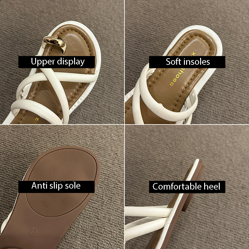for Toe outerwear fitting women's 2024 summer new style with flat and soft bottomed sandals Lhshoe sals