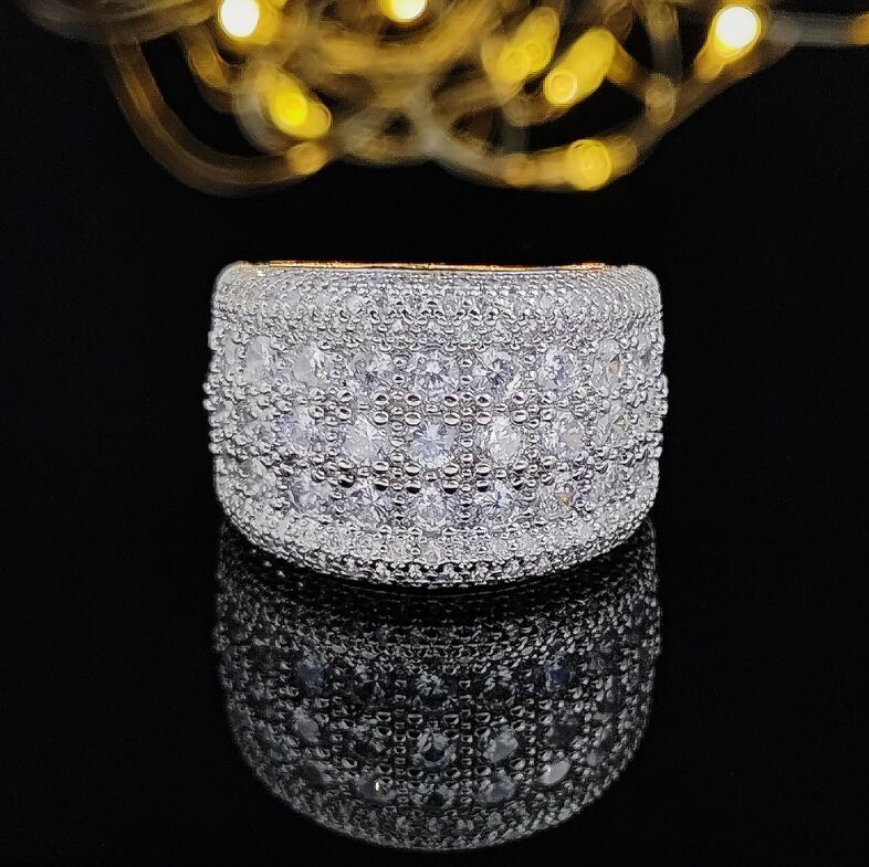 Ins Top Sell Drop Ship Wedding Rings Luxury Jewelry 925 Sterling Silver Fill Full Round 5A Cubic Zircon CZ Diamond Gemstones Party Women Engagement Ba