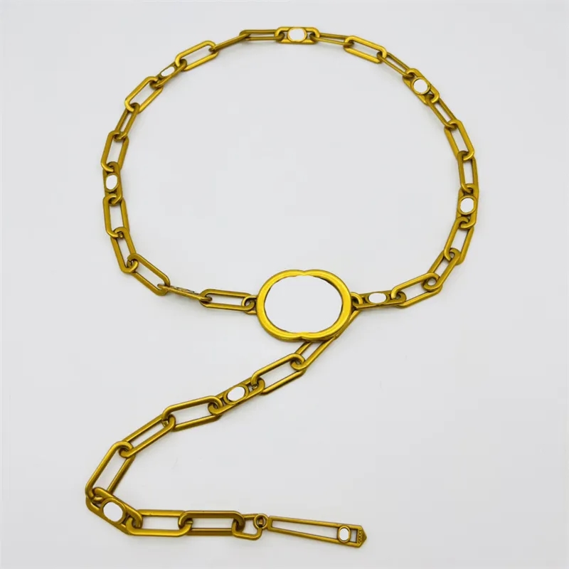 Luxury Designer Belt for Women Fashion Gold Chain Belt Classic Letter Metal Buckle ladies waist Dress Accessories Women's belt top1