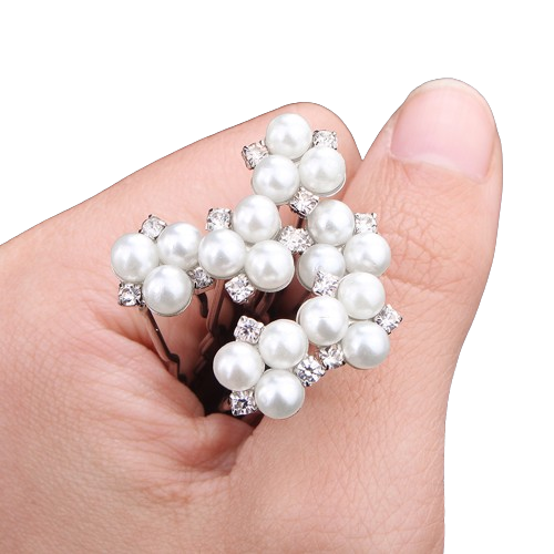 Rose Gold 6PCSlot Wedding Accessories Bridal Pearl Hairpins Flower Crystal Pearl Rhinestone Hair Pins Clips Bridesmaid Women Hair