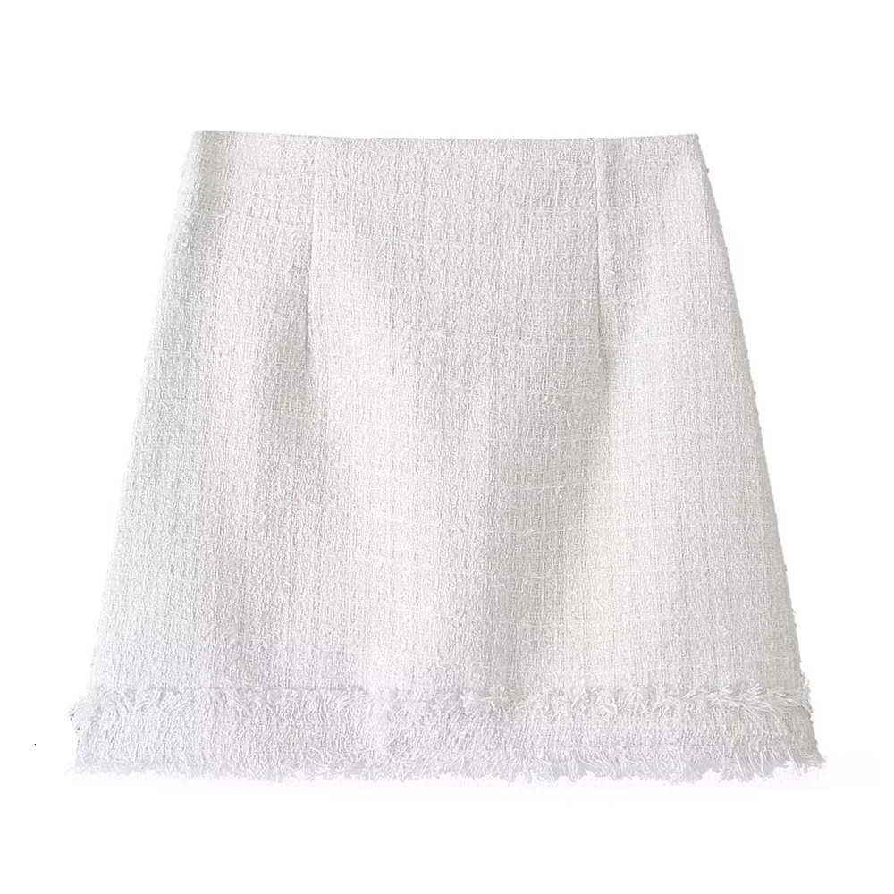 PB ZA Spring Womens Fashion and Elegance Commuting Versatile Coarse Spin Short TopShort Skirt Set 240423