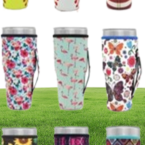 Drinkware Supplies Reusable Insulator Iced Coffee Cup Sleeves Neoprene Cover Drinks Sleeve Holder with Handle for 30oz Tumbler Cup