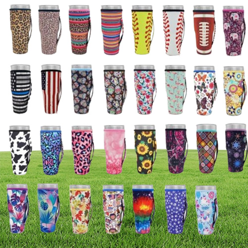 Drinkware Supplies Reusable Insulator Iced Coffee Cup Sleeves Neoprene Cover Drinks Sleeve Holder with Handle for 30oz Tumbler Cup