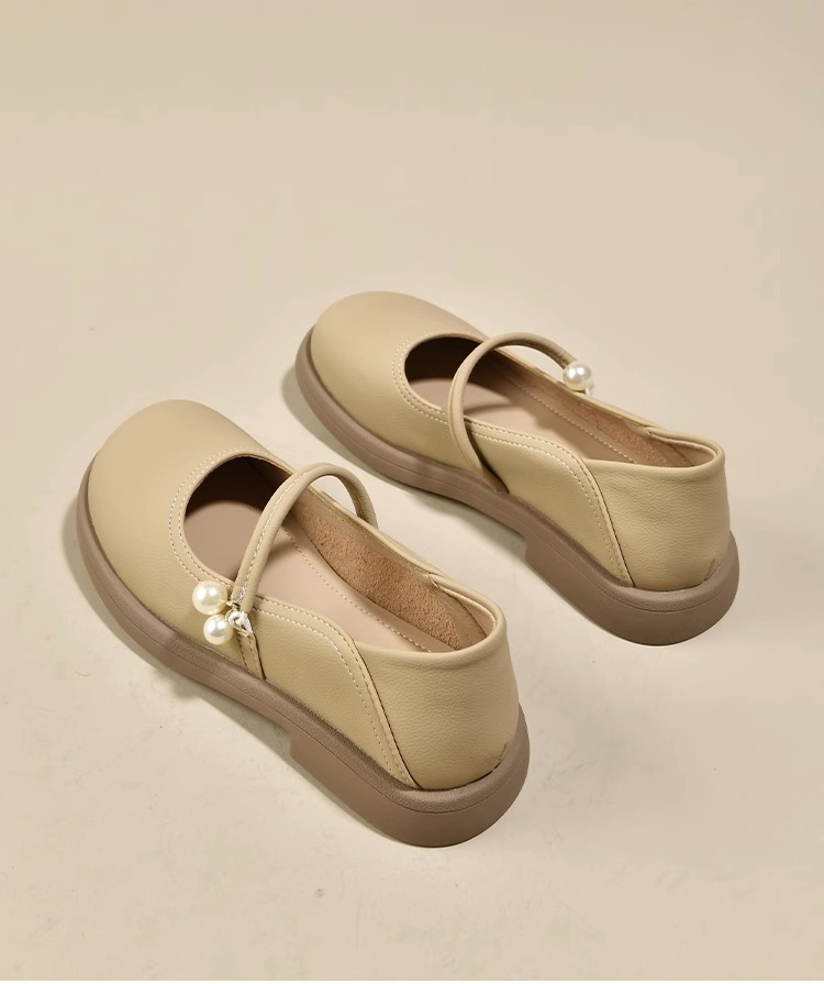 sole flat Genuine single women's spring new white dress gentle small leather shoes Lhshoe