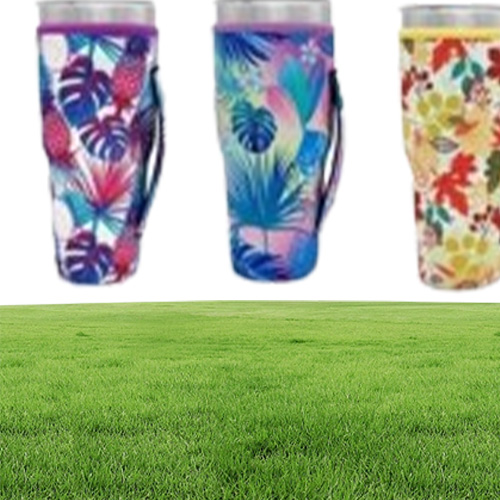 Drinkware Supplies Reusable Insulator Iced Coffee Cup Sleeves Neoprene Cover Drinks Sleeve Holder with Handle for 30oz Tumbler Cup