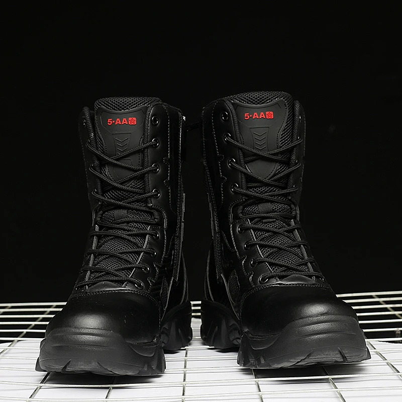 2025 new Men Tactical Military Mens Casual Shoes Leather SWAT Army Boot Motorcycle Ankle Combat Boots Black Botas Militares Hombre 240430