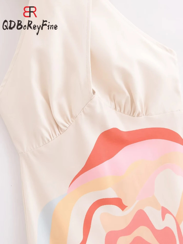 Flower Print Sexy Women Summer Dress Elegant Sleeveless Crossed Lace-Up Loose Holiday Backless Evening Wedding Dress for Women 240429