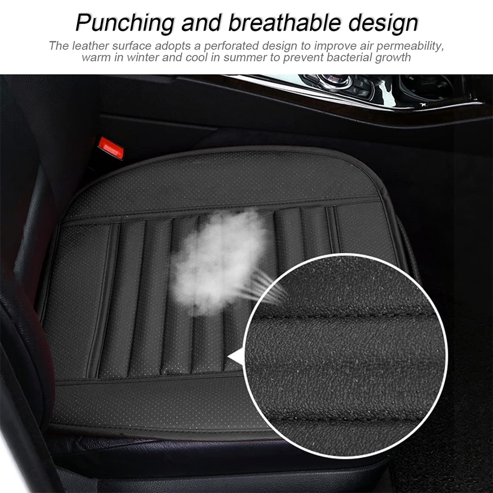 8sanlione Leather Car Seat Cover, Car Front Seat Cushion/Protector, Breathable Comfort Automotive Seat Cover, Compatible with Most Cars, Vehicles, SUV
