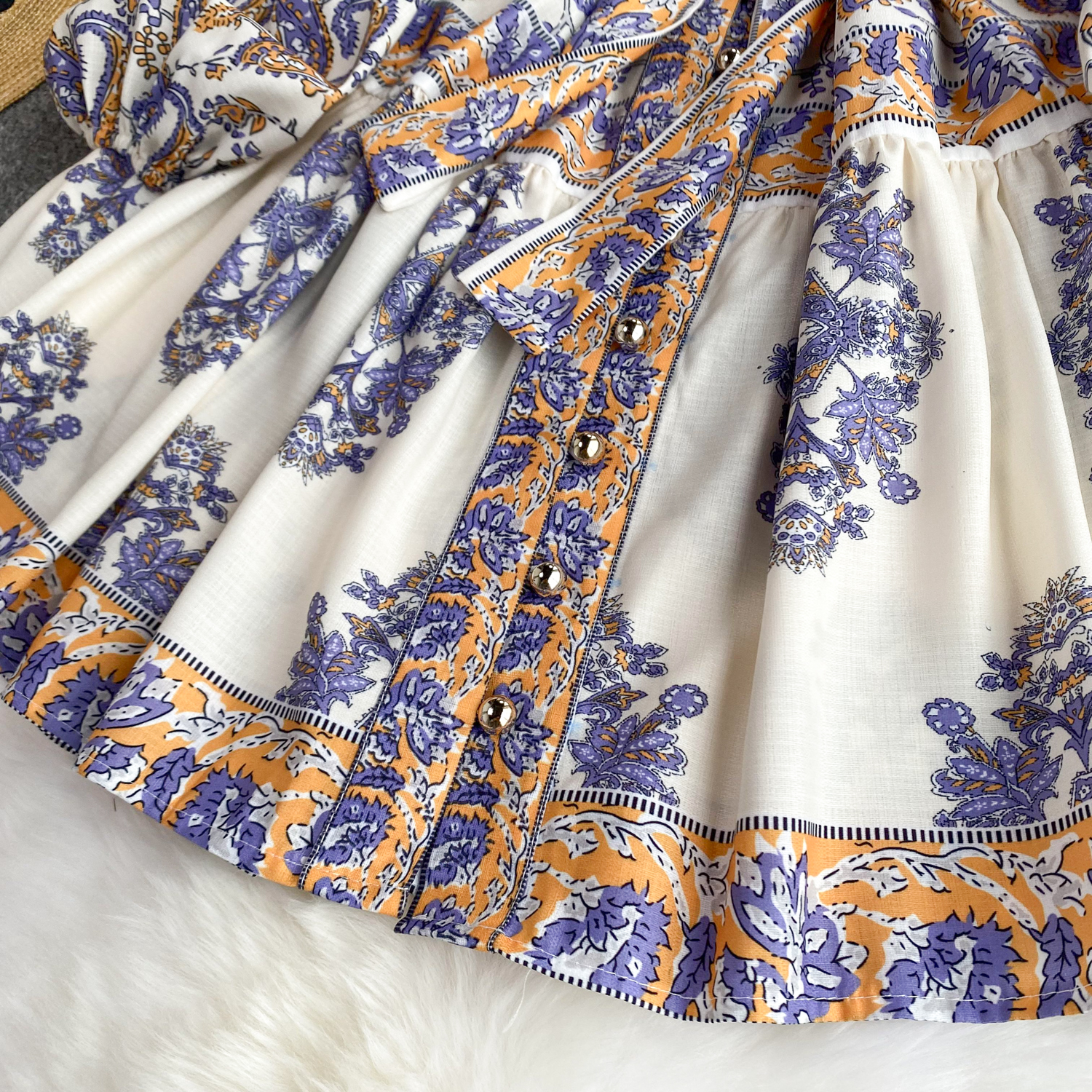 New Casual Dresses Spring Summer Vintage Paisley Short Dress Women Stand Collar Long Lantern Sleeve Single Breasted Sashes Loose Mini Vestidos
