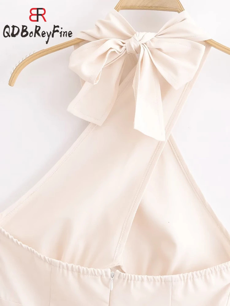 Flower Print Sexy Women Summer Dress Elegant Sleeveless Crossed Lace-Up Loose Holiday Backless Evening Wedding Dress for Women 240429