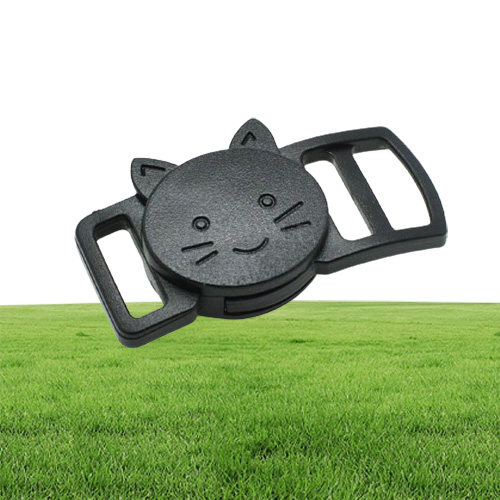50pcslot 38quot10mm Plastic Curved CatHead Safty Breakaway Buckle Black Cat Collar Paracord Webbing Apparel Accessories