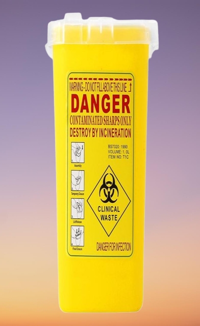 Tattoo Medical Plastic Sharps Container Biohazard Needle Disposal 1L Size Waste Box for Infectious Waste Box Storage