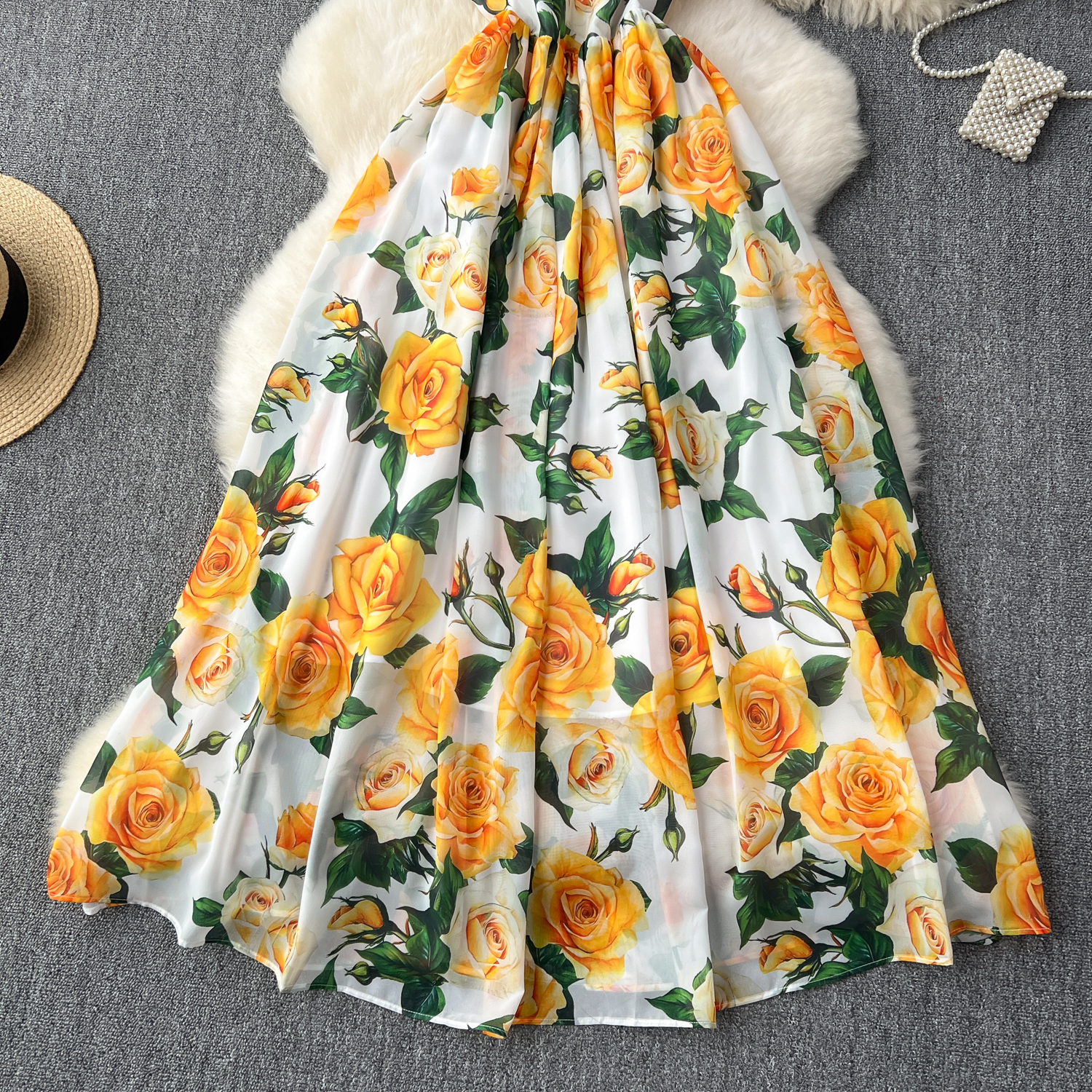Dresses Summer Bohemian Sleeveless Maxi Dress Women Spaghetti Strap High Waist Yellow Wer Print Holiday Beach Long Vestidos 2024
