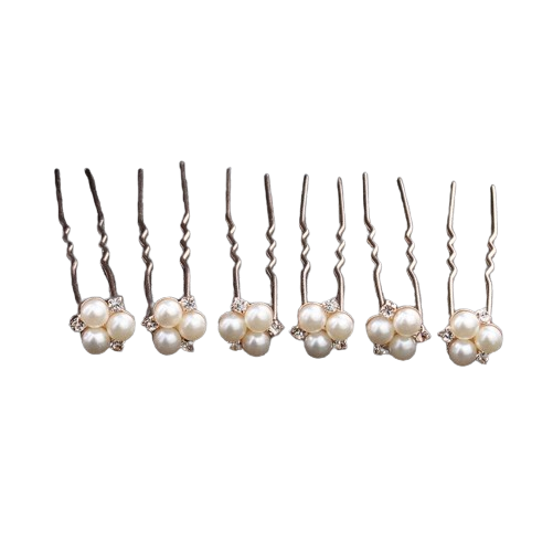 Rose Gold 6PCSlot Wedding Accessories Bridal Pearl Hairpins Flower Crystal Pearl Rhinestone Hair Pins Clips Bridesmaid Women Hair