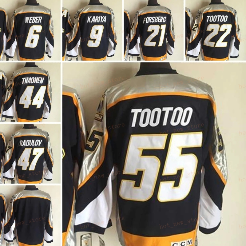 1998-2008 Movie Retro CCM Hockey Jersey Embroidery 6 Shea Weber 9 Paul Kariya 21 Filip Forsberg 22 Jordin Tootoo 44 Kimmo Timonen 47 Radulov 55 Tootoo Jerseys