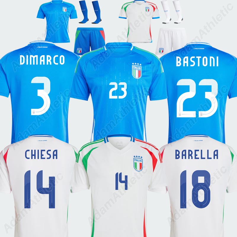 Italian Jerseys BARELLA BASTONI DIMARCO fooball shirts 24 25 kids kit RASPADORI IMMOBILE CHIESA jerseys player version