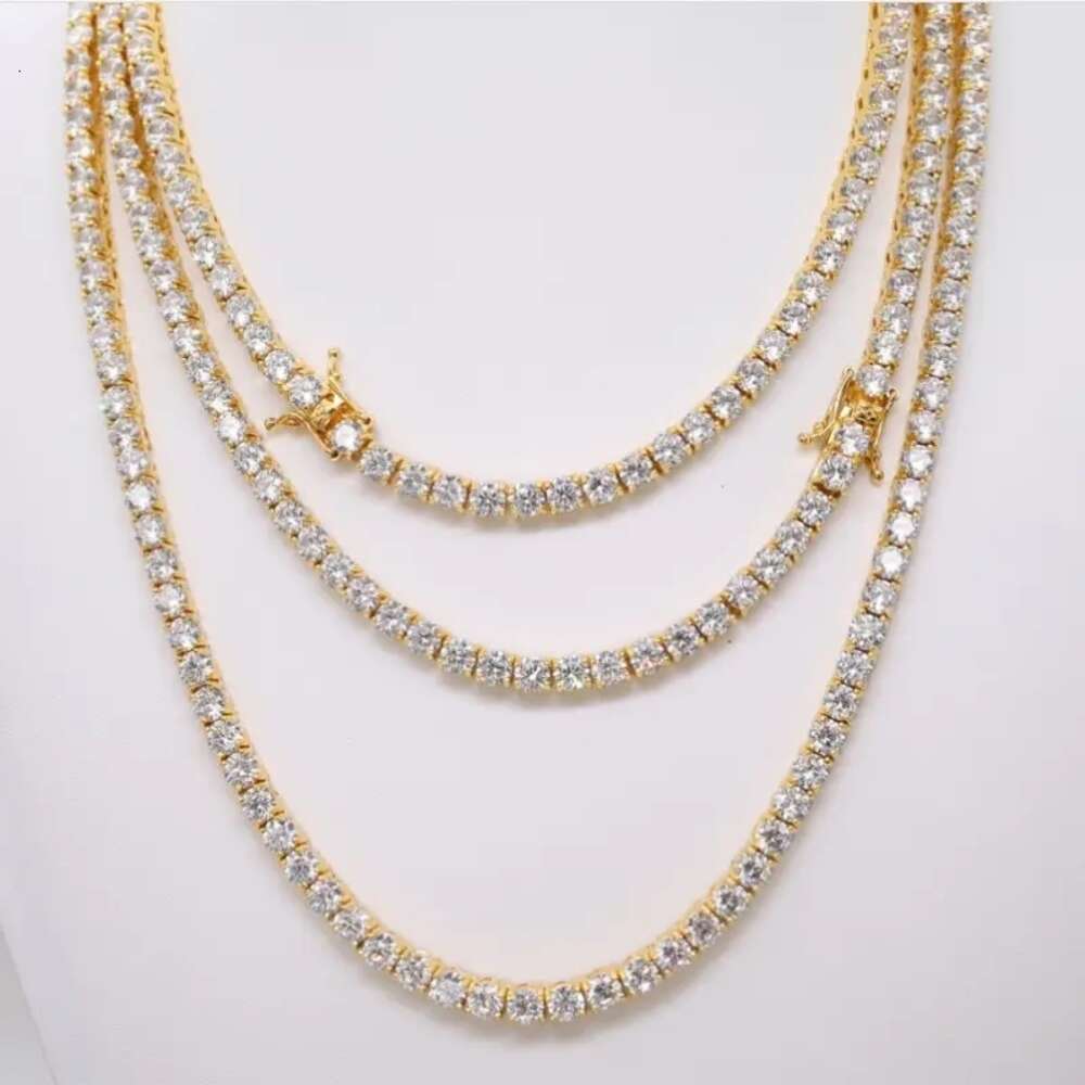 Voaino Link Chain Moissanite 925 Sterling Silver Chain Tennis Necklace