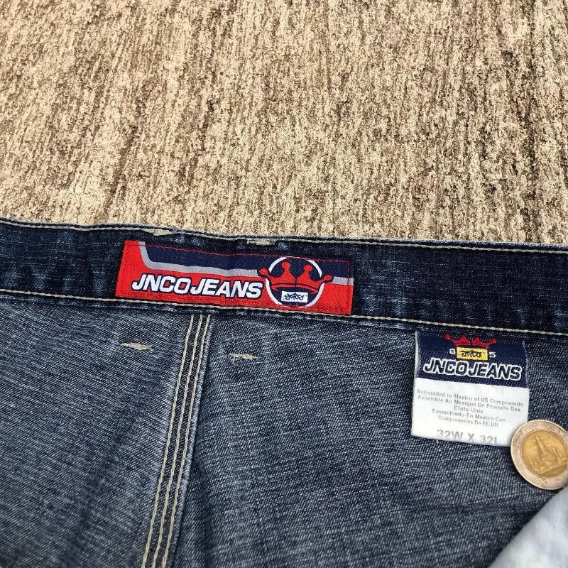 Men clothing JNCO Baggy Jeans Y2K Hip Hop Embroidered high quality jeans vintage streetwear Goth men women Casual wide leg jeans 240429