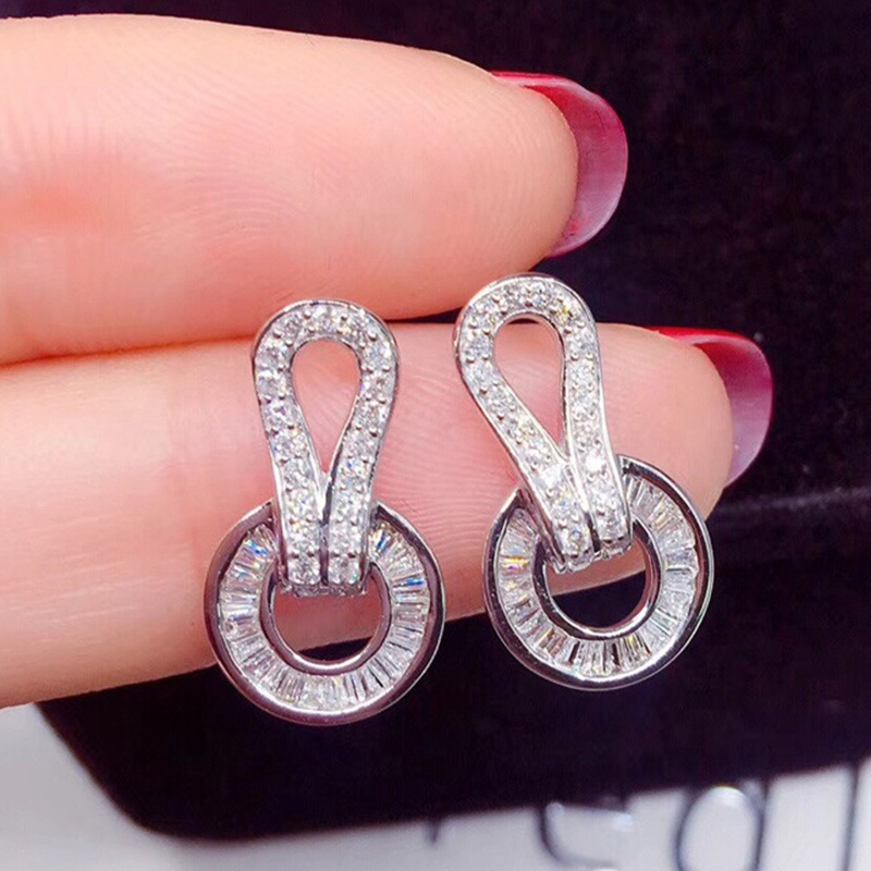 Ins Sparkling Stud Earring Drop Ship Luxury Jewelry 925 Sterling Silver T Princess Cut White Topaz CZ Diamond Gemstones Party Women Wedding Earring Gi