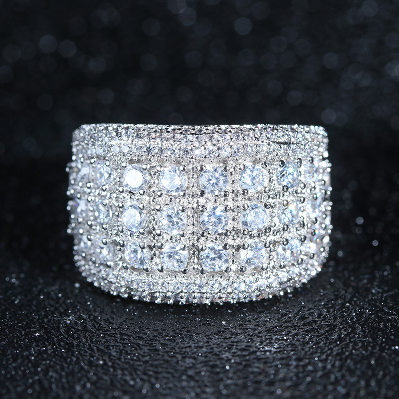 Ins Top Sell Drop Ship Wedding Rings Luxury Jewelry 925 Sterling Silver Fill Full Round 5A Cubic Zircon CZ Diamond Gemstones Party Women Engagement Ba