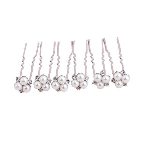 Rose Gold 6PCSlot Wedding Accessories Bridal Pearl Hairpins Flower Crystal Pearl Rhinestone Hair Pins Clips Bridesmaid Women Hair