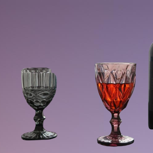 Wine Glasses 240ml 300ml 4colors European style embossed stained glass wine lamp thick goblets