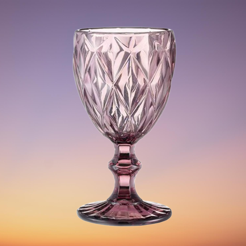 Wine Glasses 240ml 300ml 4colors European style embossed stained glass wine lamp thick goblets