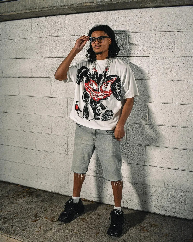 American Trendy Gothic Letter Pattern Printed Oversized T-Shirt Mens Y2K Street Hip-Hop Loose Retro Casual Round Neck Top Women 240429