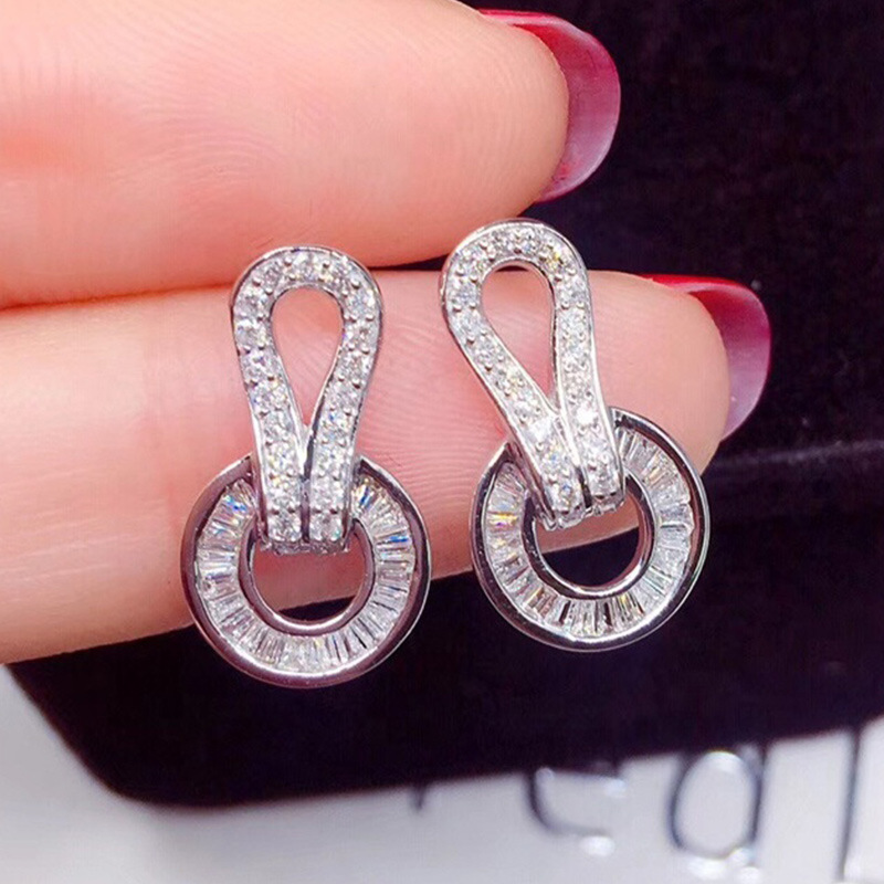 Ins Sparkling Stud Earring Drop Ship Luxury Jewelry 925 Sterling Silver T Princess Cut White Topaz CZ Diamond Gemstones Party Women Wedding Earring Gi