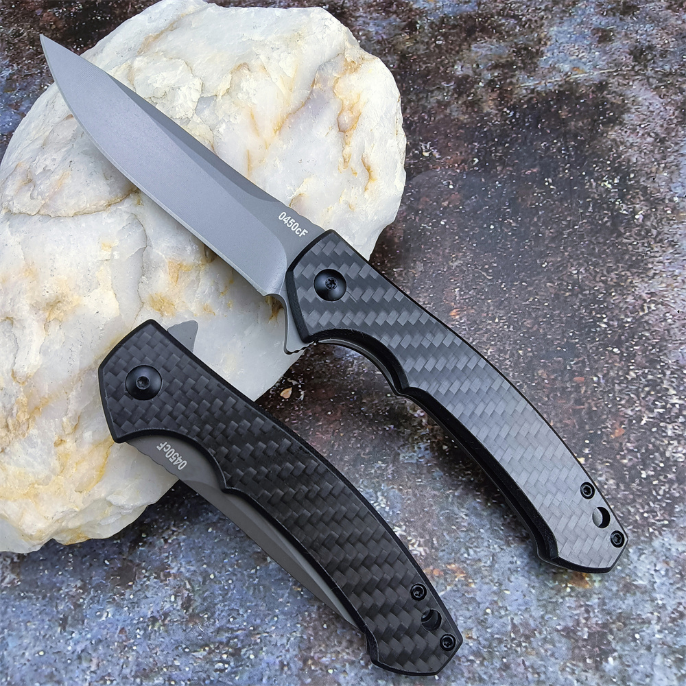 Tactical Folding Knife in DLC C Blade Carbon Fiber Titanium Handle EDC Survival Tool