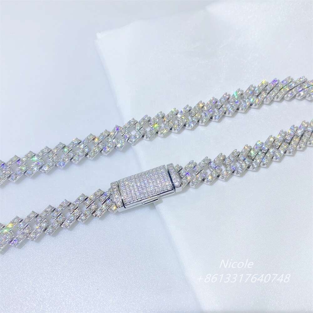 Hip Hop Jewelry Heavy Mens Moissanite Diamonds 22 Miami Cuban Link Chain Necklace 8mm Sterling Silver