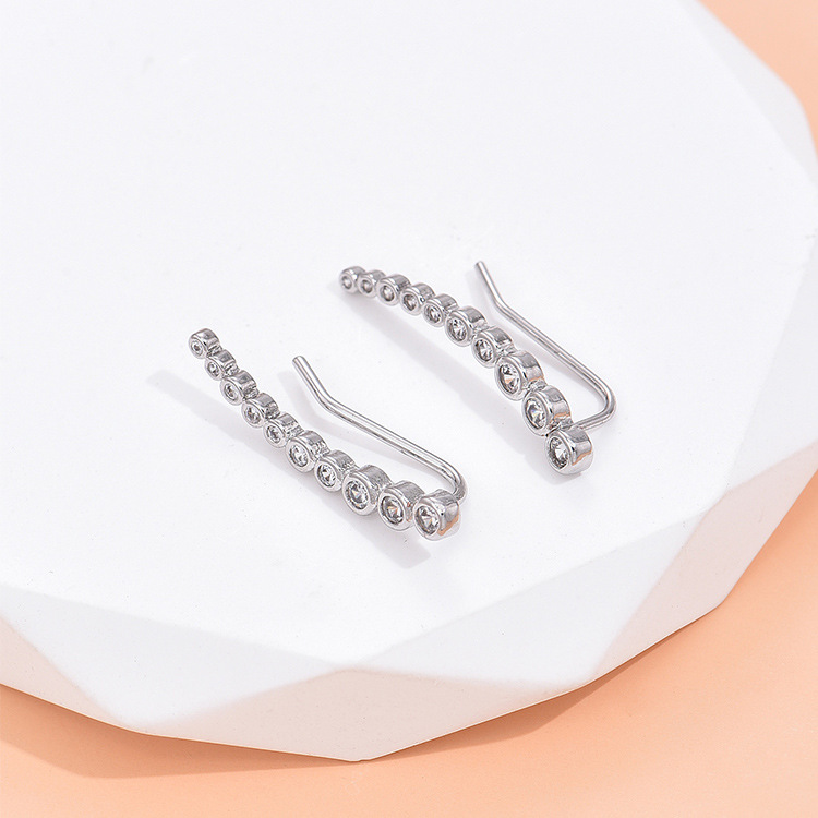 Clip-On Earrings: 5A Cubic Zirconia Round-Cut White Dia Sier Jewelry