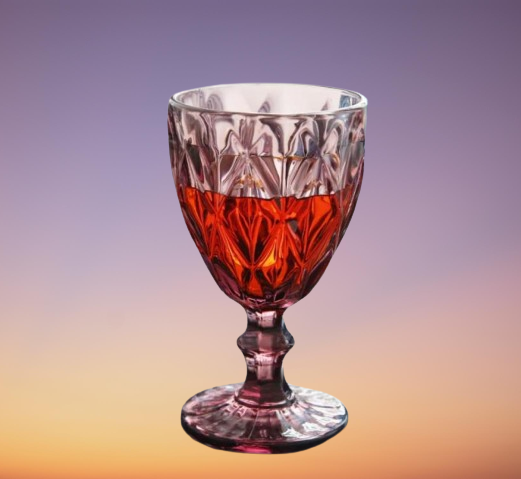 Wine Glasses 240ml 300ml 4colors European style embossed stained glass wine lamp thick goblets