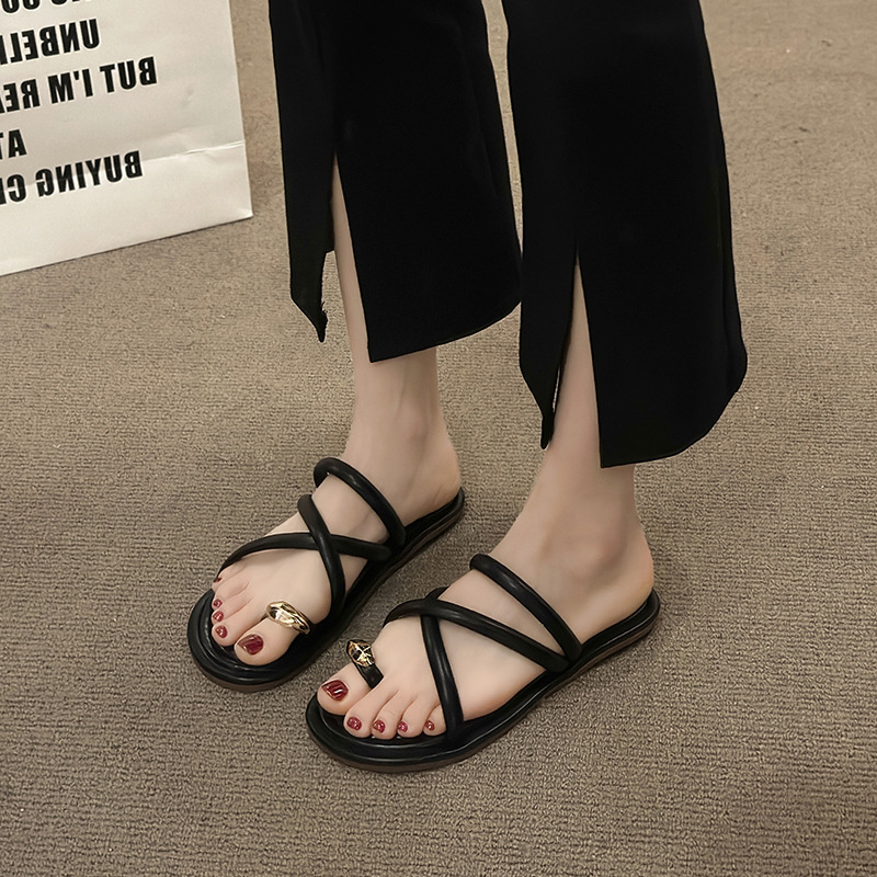 for Toe outerwear fitting women's 2024 summer new style with flat and soft bottomed sandals Lhshoe sals