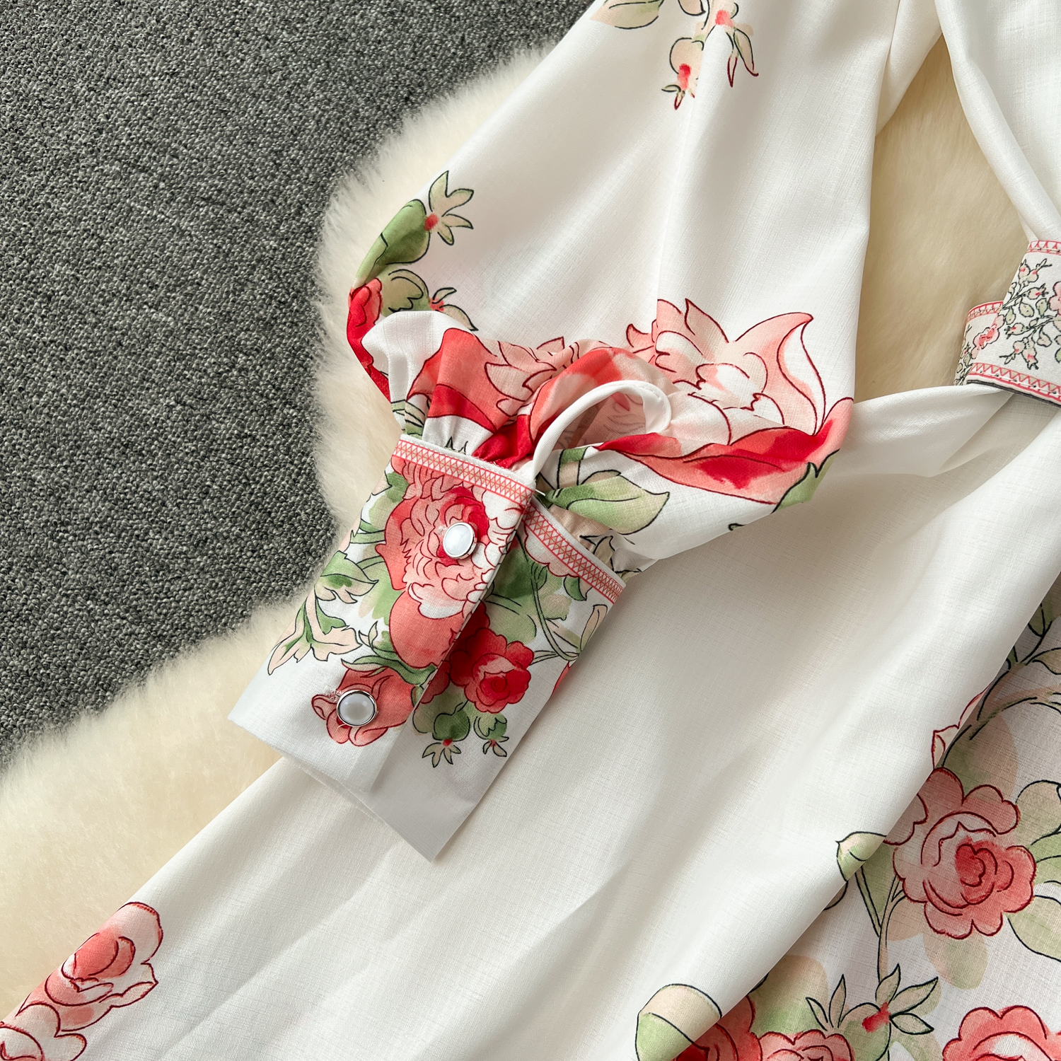 Dresses High-Quality Bohemian Wer Shirt Dress Women's Stand Long Lantern Sleeve Ral Print Single Breasted Belt Holiday Boho Maxi Vestidos