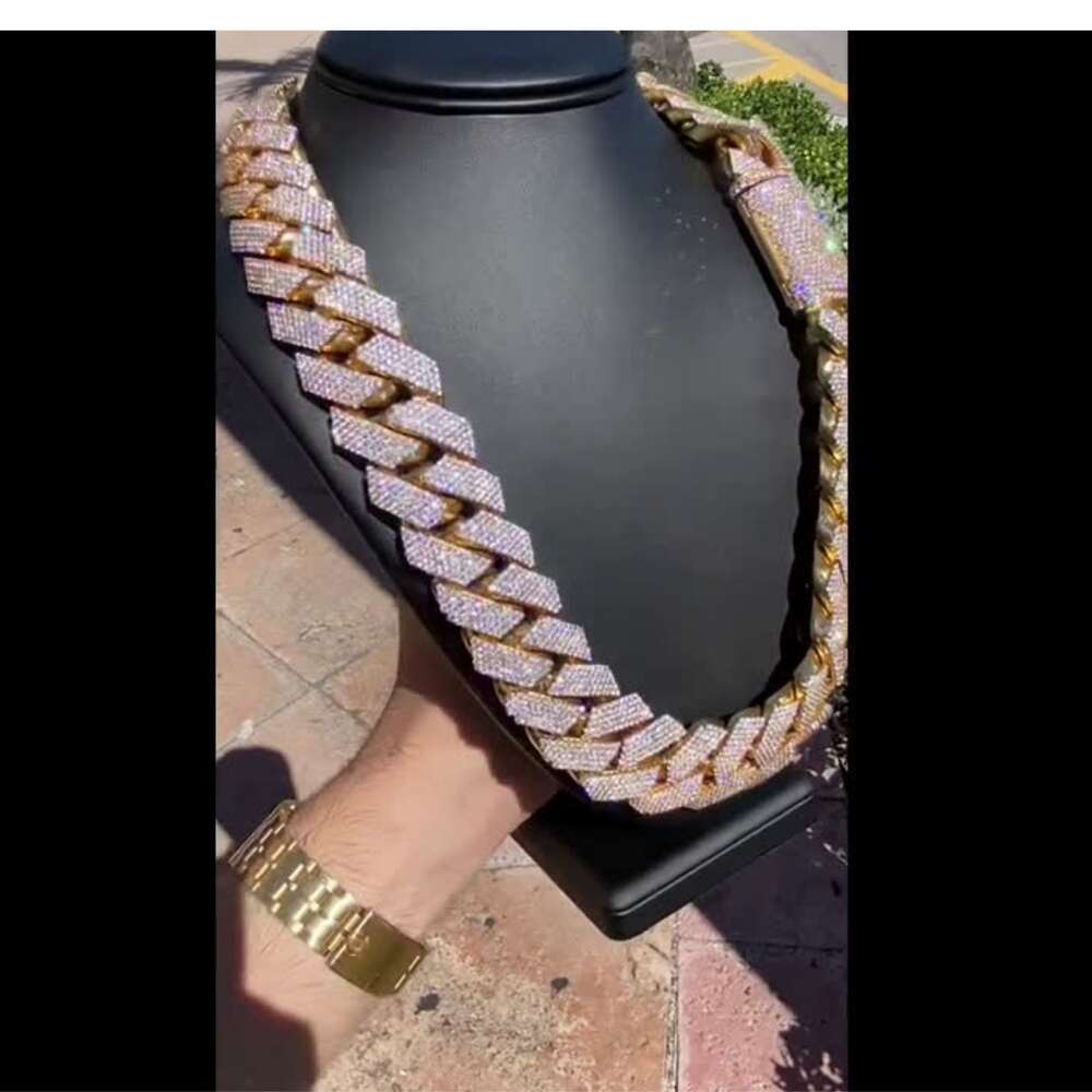 Top Quality 22mm 700 Grms Miami Cuban Chain Iced Out Ready to Ship 10k Gold Vvs Lab Grown Diamond Link
