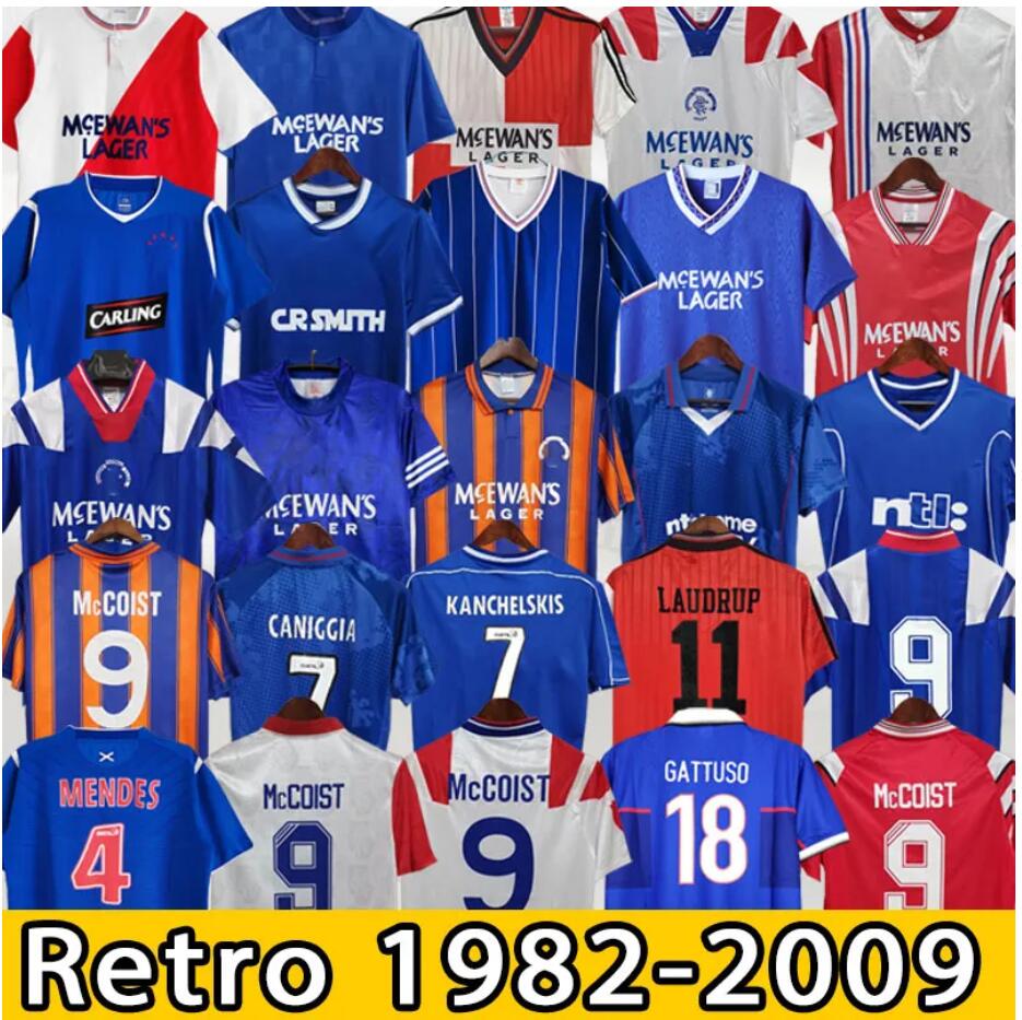 Retro Soccer Jerseys Football Shirt GASCOIGNE 87 90 92 94 96 97 99 01 KENT STEWART ARIBO LAUDRUP MCCOIST Glasgow Rangers 888888