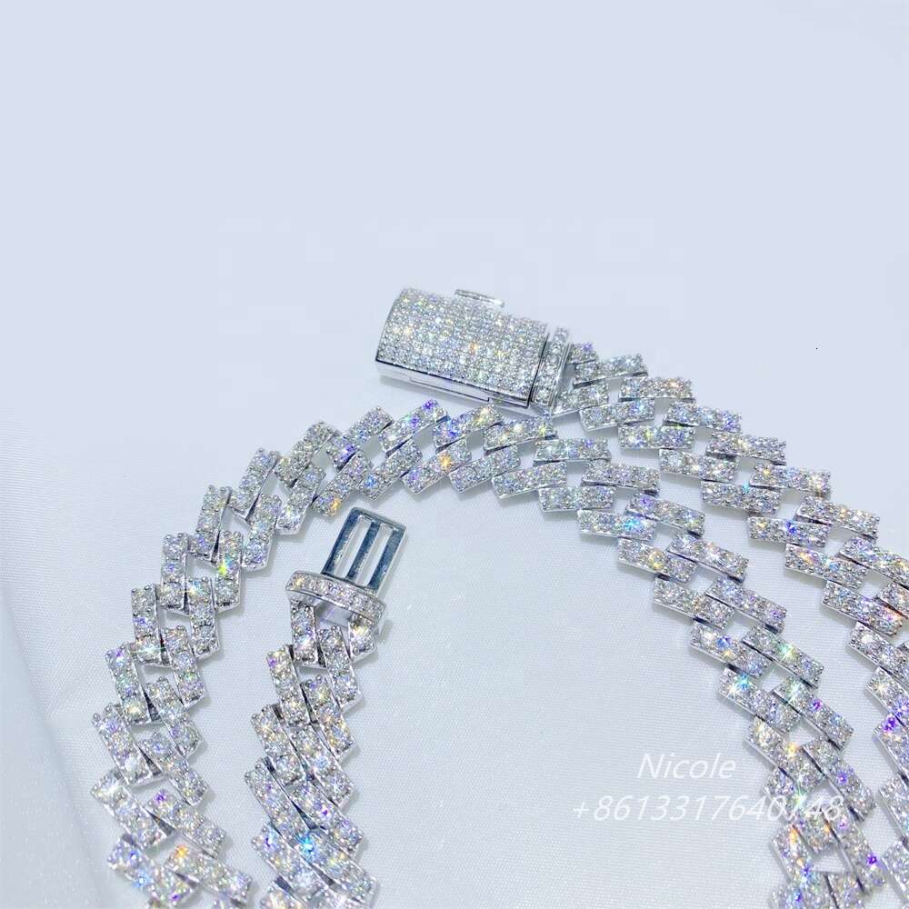 Hip Hop Jewelry Heavy Mens Moissanite Diamonds 22 Miami Cuban Link Chain Necklace 8mm Sterling Silver