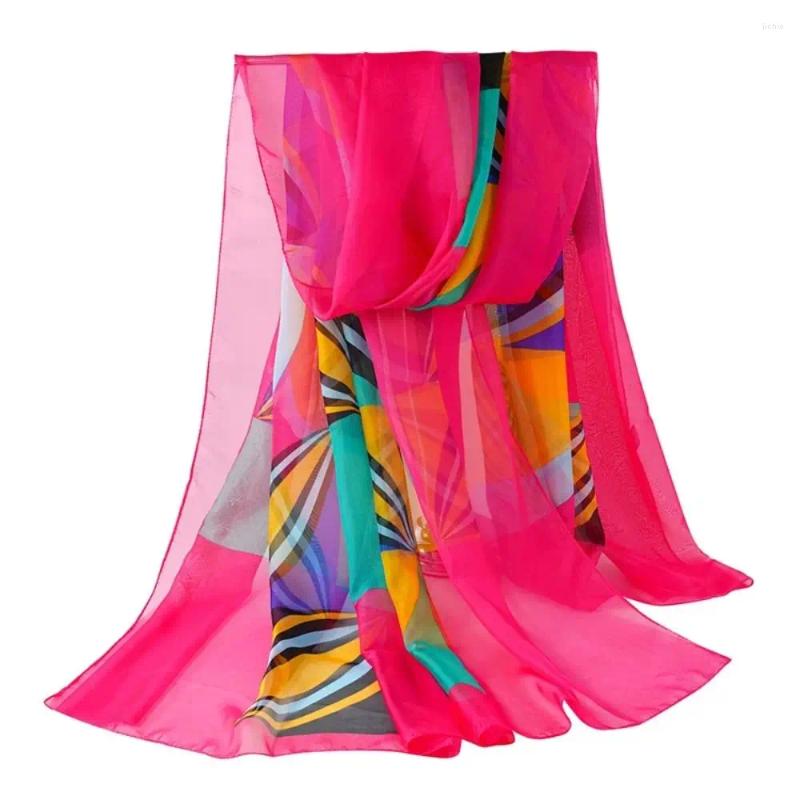 Long Beach Scarf Sun Protection Print Shawl Chiffon 190x140cm Seaside Hijab Women