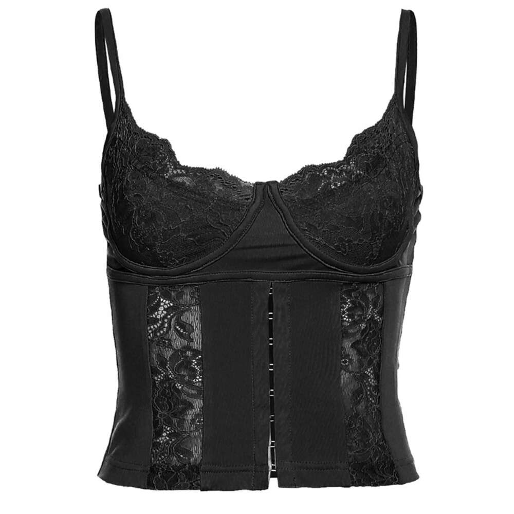 Summer 2024 Fashion Trendy Women's New Suspended V-neck Open Back Lace Slim Fit Tank Top F5526 ddmySept
