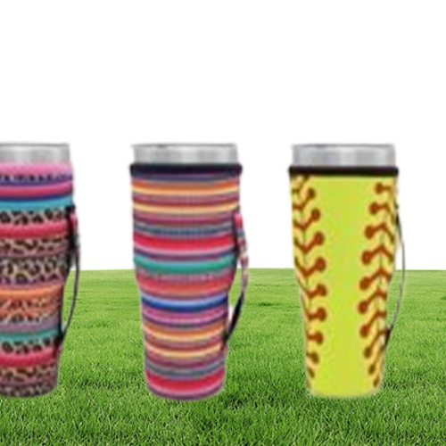 Drinkware Supplies Reusable Insulator Iced Coffee Cup Sleeves Neoprene Cover Drinks Sleeve Holder with Handle for 30oz Tumbler Cup